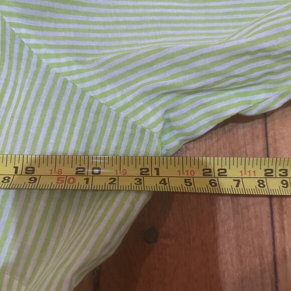 Gretchen Scott Priss Button Down Shirt-Green Stripe-3/4 Slv-Sz M-Preppy- - Picture 6 of 7